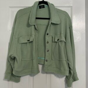 VICI Cotton Waffle Knit Shacket - Mint - Medium